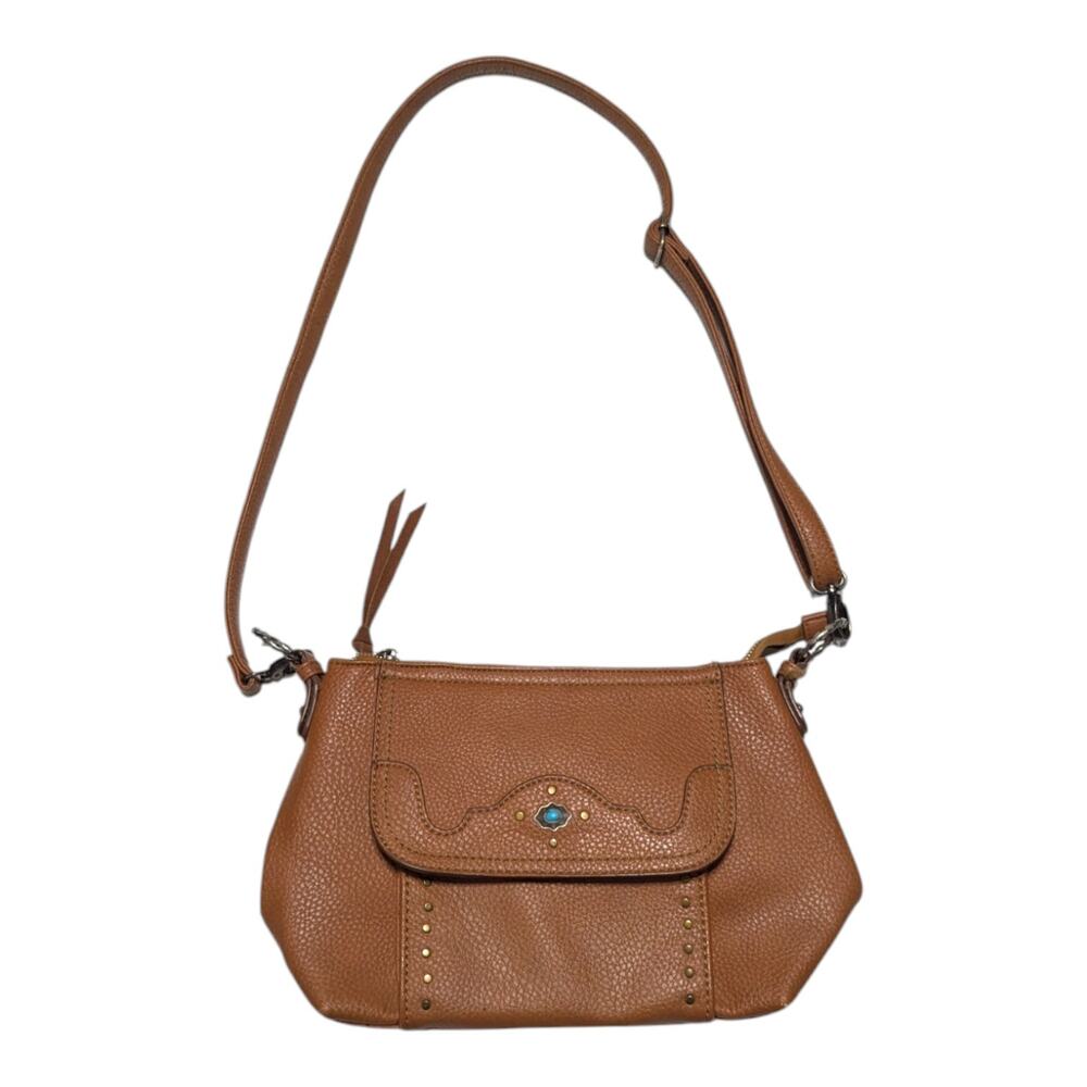 Catchfly Studio Western Leather Purse Shoulder Bag Brown Turquoise Crossbody